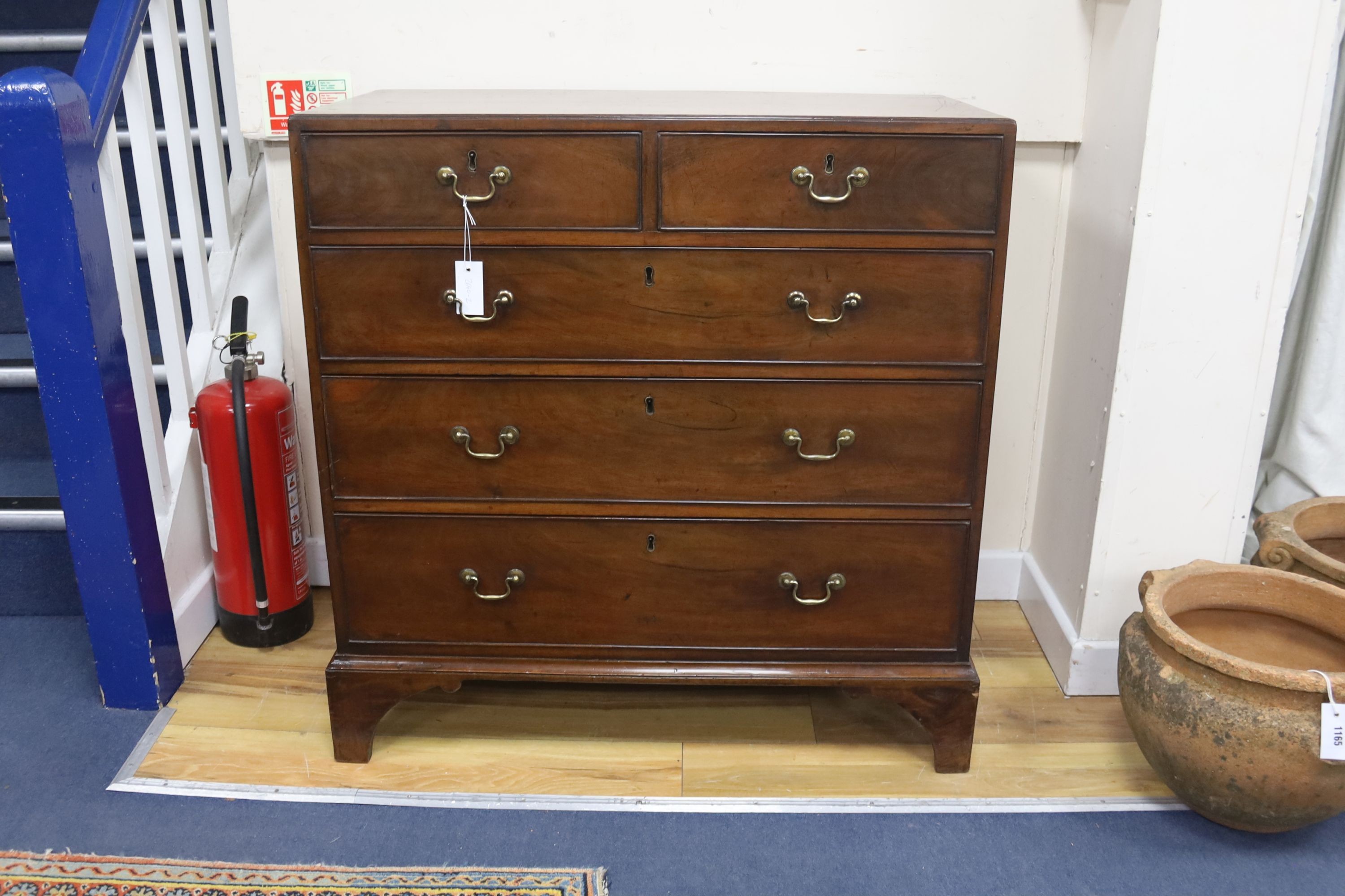 A George III mahogany chest, width 91cm, depth 45cm, height 94cm